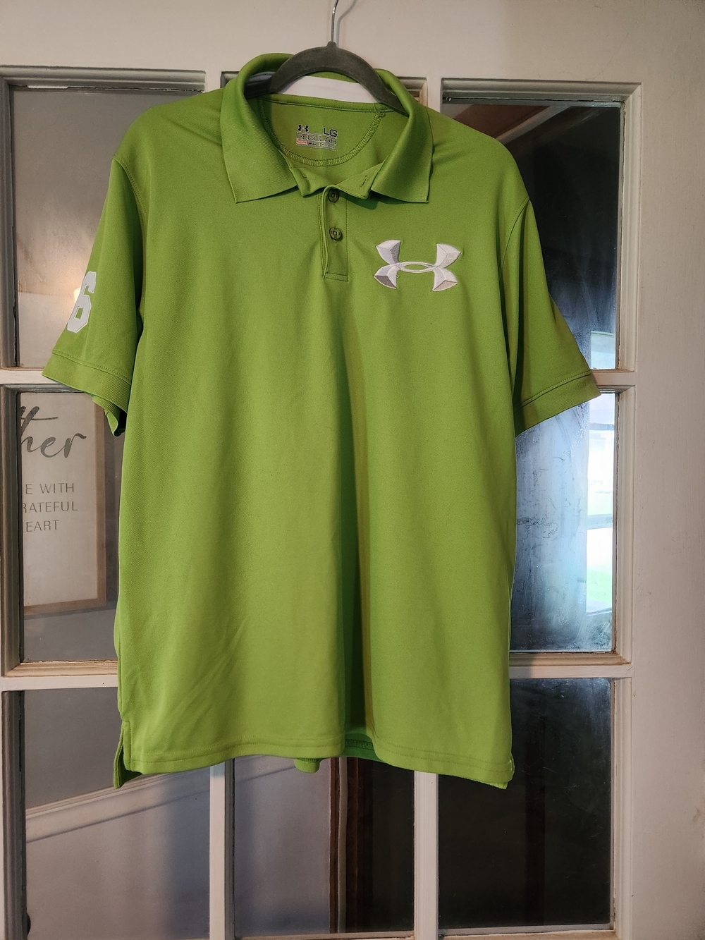 Under Armour HeatGear Men’s Large Green Golf Polo Shirt Embroidered Logo 96